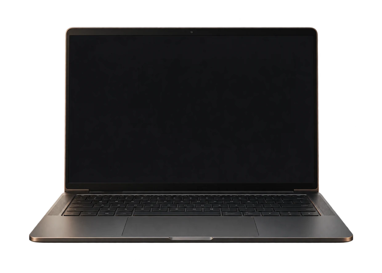 Notebook com o painel de um sistema da Leven aberto